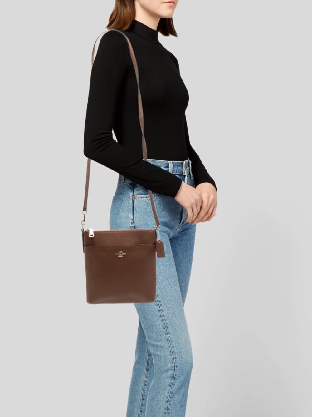 Coach Leather Crossbody Bag Women Brown & Neutrals Leather Gold-Tone Hardware - Picture 5 of 8